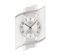 AMS 5516 Horloge murale radio analogique argentée avec verre moderne
