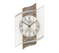 AMS 5518 Horloge murale radiofréquence analogique couleur noyer avec verre moderne