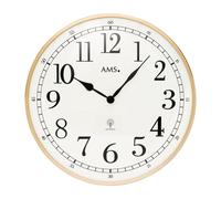 AMS 5607 Horloge murale radio analogique rose doré ronde avec verre