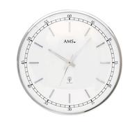 AMS 5608 Horloge murale radio analogique argentée ronde