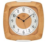 AMS 5804/18 Horloge murale radio-pilotée analogique en bois de hêtre massif avec verre
