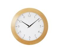 AMS 5836 Horloge murale radio analogique ronde simple bois hêtre plaqué
