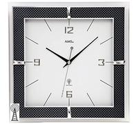 AMS 5855 Horloge murale radio-pilotée en verre minéral avec applications carbone