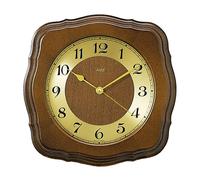 AMS 5862/1 Horloge murale radiofréquence analogique dorée bois massif couleur noyer