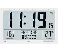 AMS 5887 Horloge murale Horloge de table radiofréquence Horloge murale numérique blanche Date Thermomètre Réveil