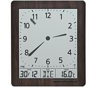 AMS 5893 Horloge murale numérique radio-pilotée avec affichage de l'heure, de la date, de la température, du réveil