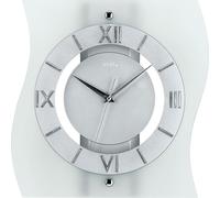AMS 5909 Horloge murale radiofréquence analogique argentée moderne courbe avec verre
