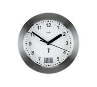 AMS 5925 Horloge murale de salle de bain Horloge de salle de bain radiofréquence anthracite étanche avec thermomètre