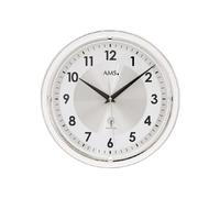 AMS 5945 Horloge murale radioélectrique analogique blanche ronde avec cadran en aluminium