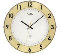AMS 5947 Horloge murale radio analogique en laiton avec anneau en aluminium