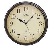 AMS 5962 Horloge radio murale Style Vintage - Boîtier en métal effet bois patiné - Horloge décorative