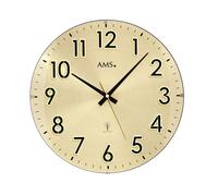 AMS 5974 Horloge murale radiofréquence analogique laiton doré avec verre