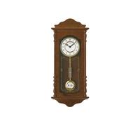 AMS 7013/1 Horloge murale à quartz avec pendule en bois couleur noyer Horloge à pendule