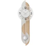 AMS 7296 Horloge murale à quartz avec pendule Bois optique Sonoma avec pendule en aluminium
