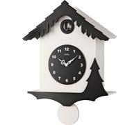 AMS 7391 Coucou Horloge murale Quartz avec pendule moderne noir blanc