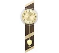 AMS 7412 Horloge murale à quartz avec pendule en bois doré, couleur noyer