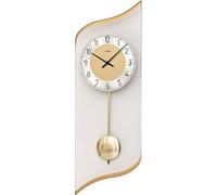 AMS 7437 Horloge murale à quartz avec pendule doré Horloge à pendule avec aluminium et verre