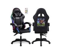 Amstrad AMS-900-LED-CRAFTER - Fauteuil Gaming Noir et Gris - Serigraphie Crafter - Eclairage LED 366 Effets - Télécommande