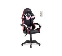 Amstrad AMS-900-LED-PINK Fauteuil / Chaise de bureau Gamer noir rose - Eclairage LED 366 effets - Télécommande Rose