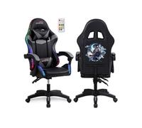 Amstrad Fauteuil gaming AMS-900-LED-SAMURAI Noir/Gris Sérigraphie Samurai LED 366 Télécommande
