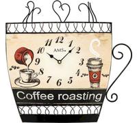 AMS 9533 Horloge murale cuisine Quartz analogique brun Motif tasse de café