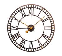 AMS 9537 Horloge murale quartz analogique métal antique vintage rond chiffres romains