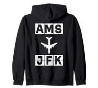 AMS à JFK Airplane Route Amsterdam New York Sweat à Capuche