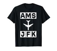 AMS à JFK Airplane Route Amsterdam New York T-Shirt