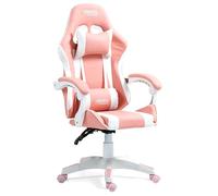 Chaise AMS-GAMING GAMER#02-PINK coloris noir & rose - coussin lombaire & appuie tête - Siège gaming