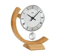 AMS. Pendule 163 Horloge de Table Moderne à Quartz en Bois Massif et métal pour Salon, Chambre à Coucher, fabriquée en Allemagne