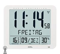 AMS Station Météo 5886 Horloge Murale Digitale Rectangulaire Grise en Plastique Moderne