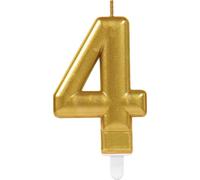 Amscan 10023024 Number Candle #4 Metallic Gold-1 Pc, 40 40 Candle