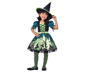 amscan 10235338 Costume de sorcière Miss Witch 6-8 ans, Vert