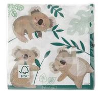 Amscan-16 Serviettes Koala 33 x 33 cm, 10136630, Multicolore