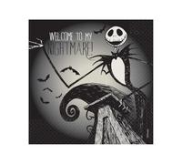 amscan 16 Serviettes L'étrange Noël de Mr Jack 33 x 33 cm - Noir