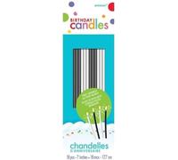 Amscan 170001-99 - 18 bougies d'anniversaire Party Time Sparkling, noir et blanc, 18 pièces, bougies de gâteau, 17,7 cm