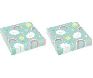 amscan 20 Serviettes Arc-en-Ciel et Nuage, 11012281, Motif :, Taille Unique (Lot de 2)