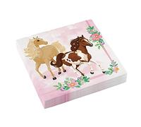 amscan 20 Serviettes Papier Poney Chevaux Fleurs 33CM