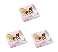 amscan 20 Serviettes Papier Poney Chevaux Fleurs 33CM (Lot de 3)