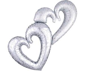 Amscan 3130201 Ballon en feuille d'argent avec cœurs entrelacés - 1 pièce, L