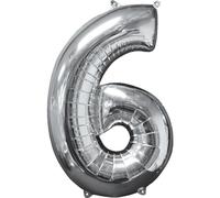 amscan® 3196001 Ballon en plastique XL chiffre 6 - argenté