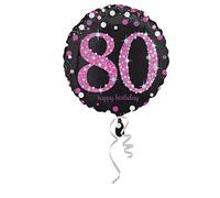 Amscan 3379001 - Ballon standard 80ème anniversaire Celebration, environ 43 cm, anniversaire, ballon hélium, Rose