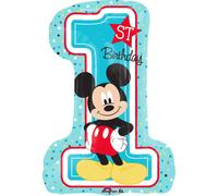 Amscan 3434301- Super Shape Ballon en plastique Mickey 1er anniversaire, taille 48 x 71 cm, souris, ballon hélium, anniversaire, déco