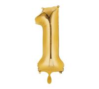 amscan-3655301 Number Ballon en Aluminium, 3655301, Or 66 cm, Grand