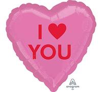 amscan 3684301 Ballon en aluminium rose bonbon I Love You - 1 pièce, couleur, taille unique
