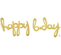 amscan 3793711 Ballon gonflable avec inscription « Happy Bday » Doré