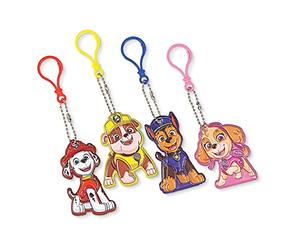 amscan 3901462 Lot de 8 porte-clés en caoutchouc Pat' Patrouille assortis, bleu, jaune, multicolore