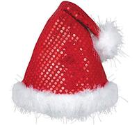 Amscan 393219-55 Bonnet Paillettes Rouge/Blanc Père Noël Fête à thème, Taille Unique Unisexe