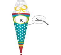 Amscan 3959101 - Super Shape Ballon en plastique Sac d'école personnalisable, taille 35 x 111 cm, ballon hélium, 1er jour d'école, rentrée des classes