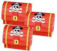 amscan 399900 Lot de 8 coffres au trésor en carton pour petits pirates